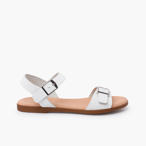 Sandalen mit breitem Riemen und Schnalle Weiß