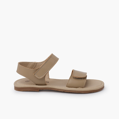 Sandalen aus Nappaleder mit Klettverschlussriemen Sand