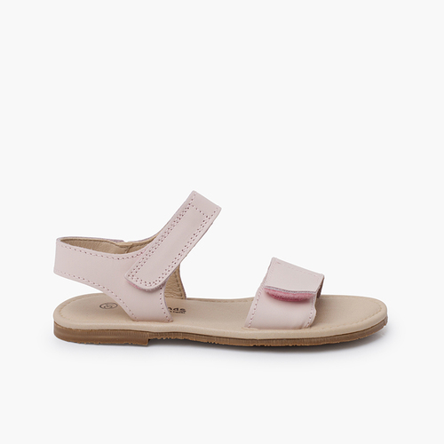 Sandalen aus Nappaleder mit Klettverschlussriemen Nude