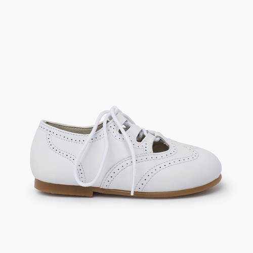 Englische Leder-Schuhe mit Karamellsohle Weiß