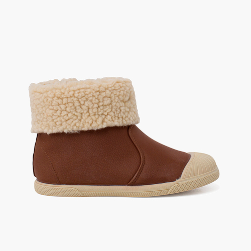 Vegane Lederstiefel mit Reißverschluss Braun