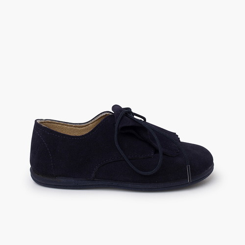 Blucher-Schuhe aus Wildleder mit Fransen-Zunge Marineblau