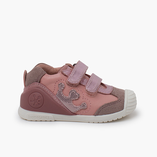Sneakers mit doppeltem Klettverschluss und Krone Rosa