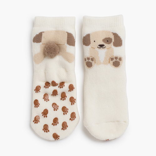 Rutschfeste Socken mit Hund und Pompon Cava
