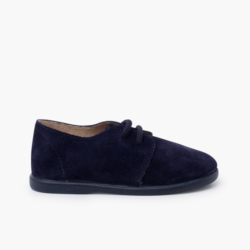 Blucher aus Wildleder mit Schnürsenkeln für Jungen und dünner Sohle Marineblau