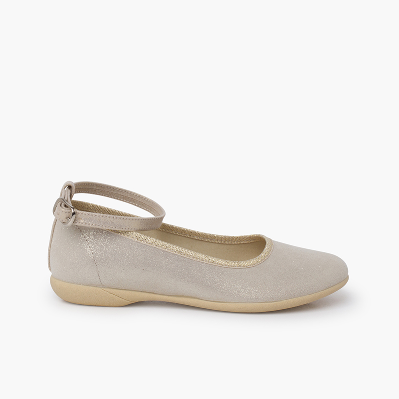 Ballerinas mit perlmuttartigem Glanz Champagner