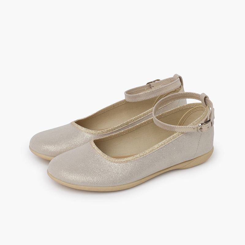 Ballerinas mit perlmuttartigem Glanz Champagner