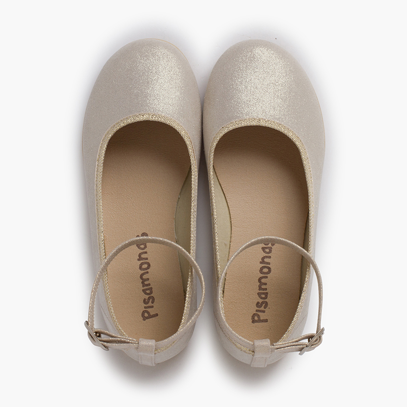 Ballerinas mit perlmuttartigem Glanz Champagner