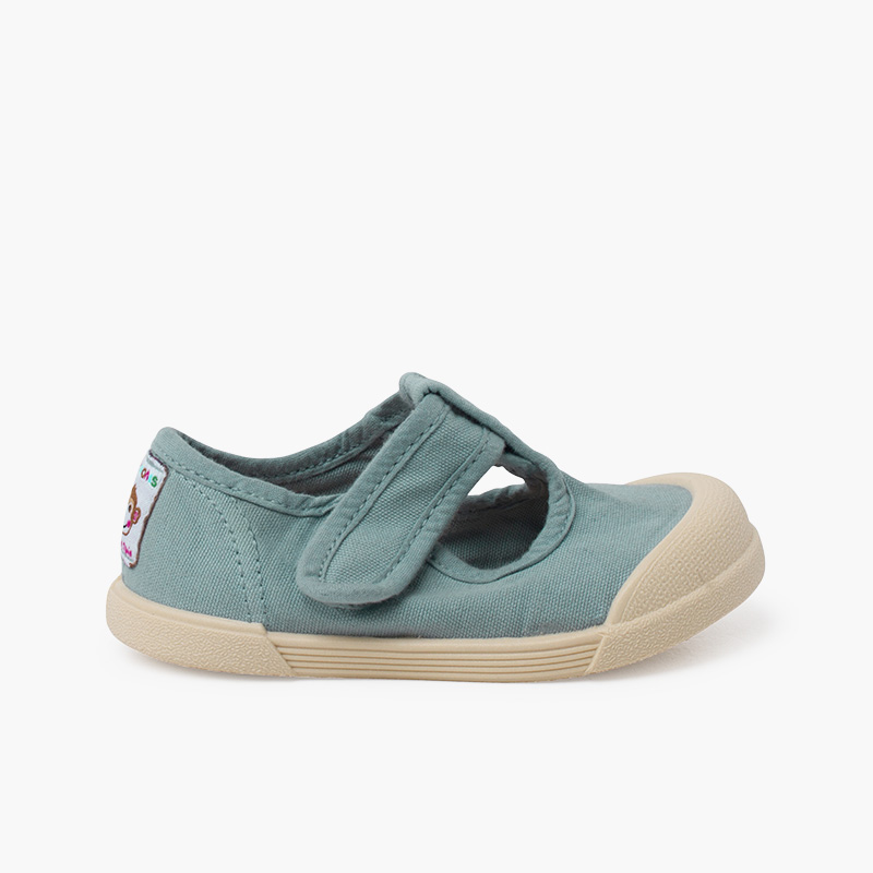 Barefoot Leinen T-Riemchenschuhe Ozean