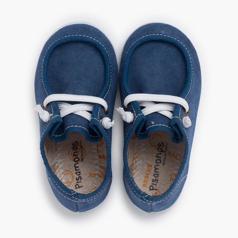 Wallaby bootsschuhe mit dünner sohle und elastischen schnüren Marineblau