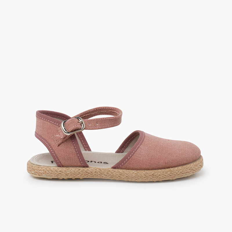 Espadrilles mit dünner Sohle und Schnalle Altrosa