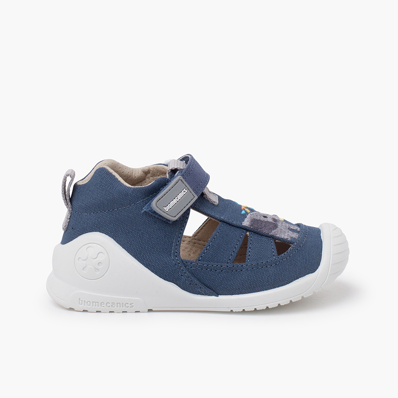 Sandalen für die ersten Schritte mit Elefant Marineblau