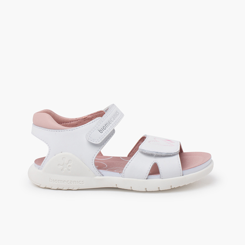 Girl Sandalen mit Herz-Motiven Klettverschluss Weiß