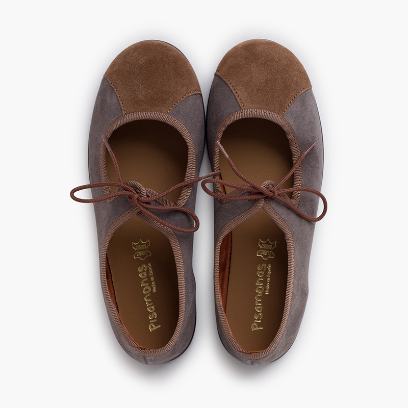 Bicolor-Mary Janes mit feinem Band Grau