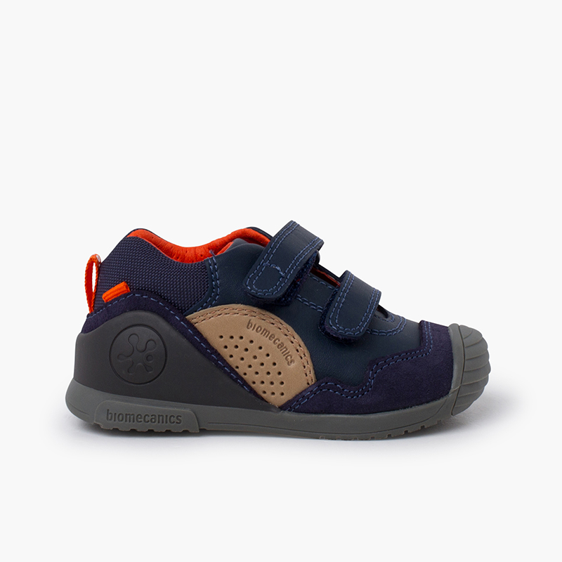 Sneaker aus Leder und Veloursleder Marineblau