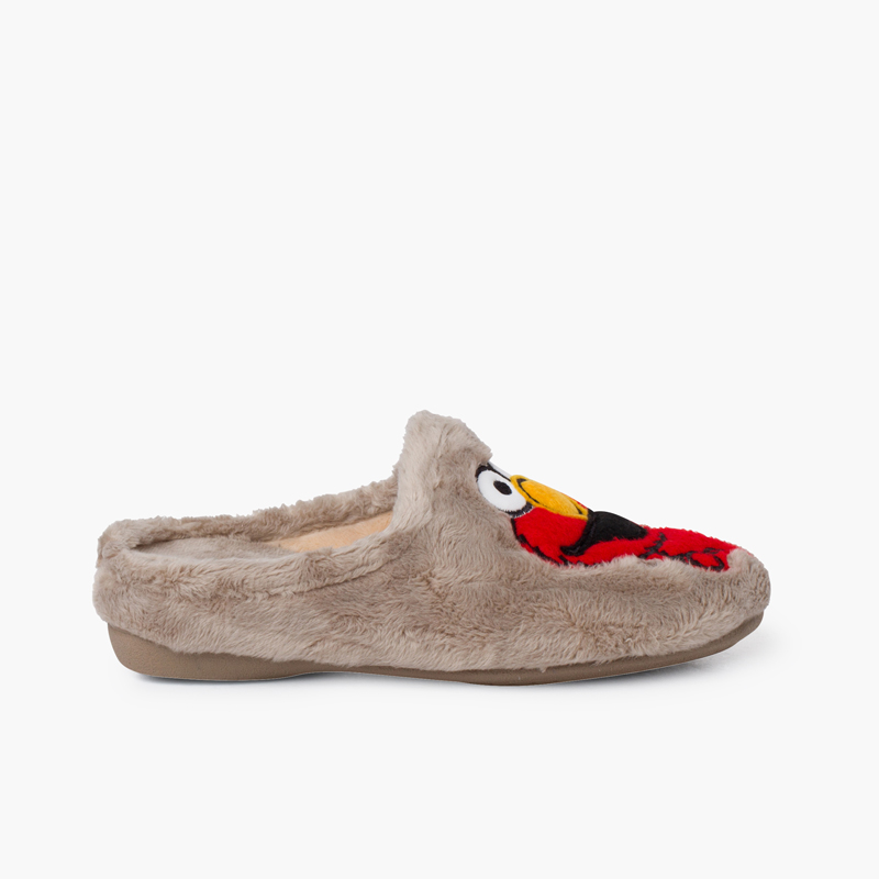 Hausschuhe im Clog-Stil mit Krümelmonster-Motiv gepolsterte Einlegesohle Mausgrau
