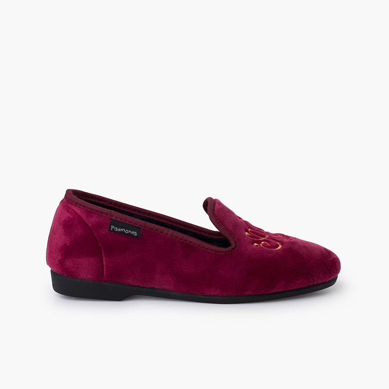 Venezianische Schuhe aus Samt mit Stickerei Bordeaux