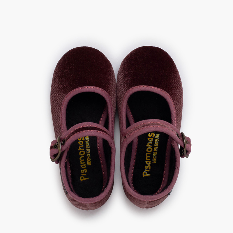 Mary Janes aus Samt mit antikgoldener Schnalle Altrosa