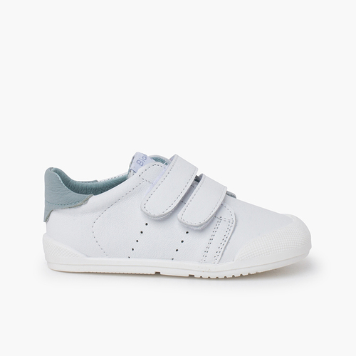 Sneaker mit doppeltem Klettverschluss Weiß und Hellblau