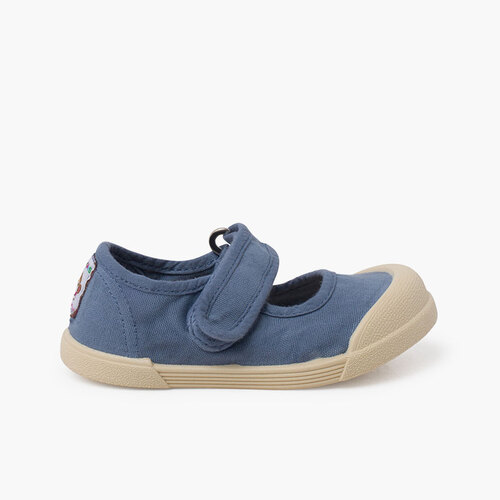 Barefoot-Leinwand-Mary Janes Blau
