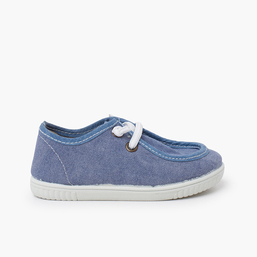Wallaby bootsschuhe mit dünner sohle und elastischen schnüren Jeansblau