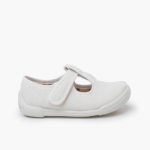 Barefoot-Riemchenschuhe Klettverschluss weißer Sohle Weiß