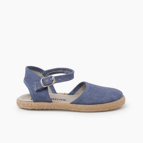 Espadrilles mit dünner Sohle und Schnalle Marineblau