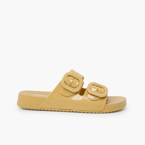 Glänzende doppelte schnallen havanna sandalen Dijon