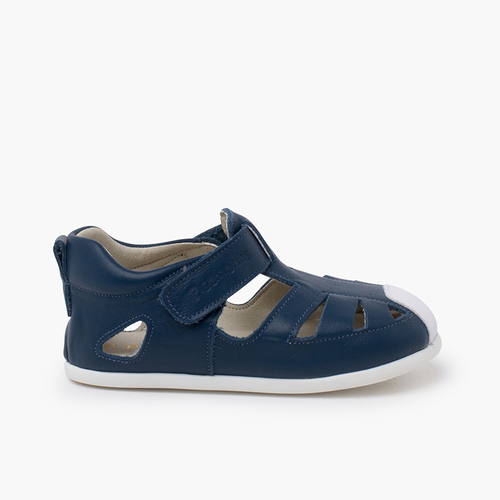 Weiche Ledersandale mit dünner Sohle Navy Blau