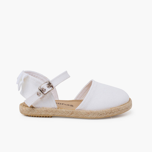 Espadrilles für Zeremonien mit Grosgrain-Schleife hinten Weiß