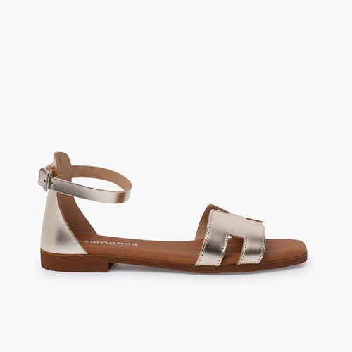 Geometrische Sandalen mit Fersenstütze Champagner