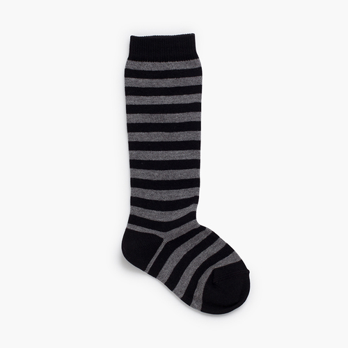 Hohe Socken mit Bicolor-Streifen Schwarz