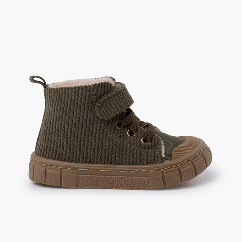 Stiefel aus Cordstoff mit elastischen Schnürsenkeln Khaki