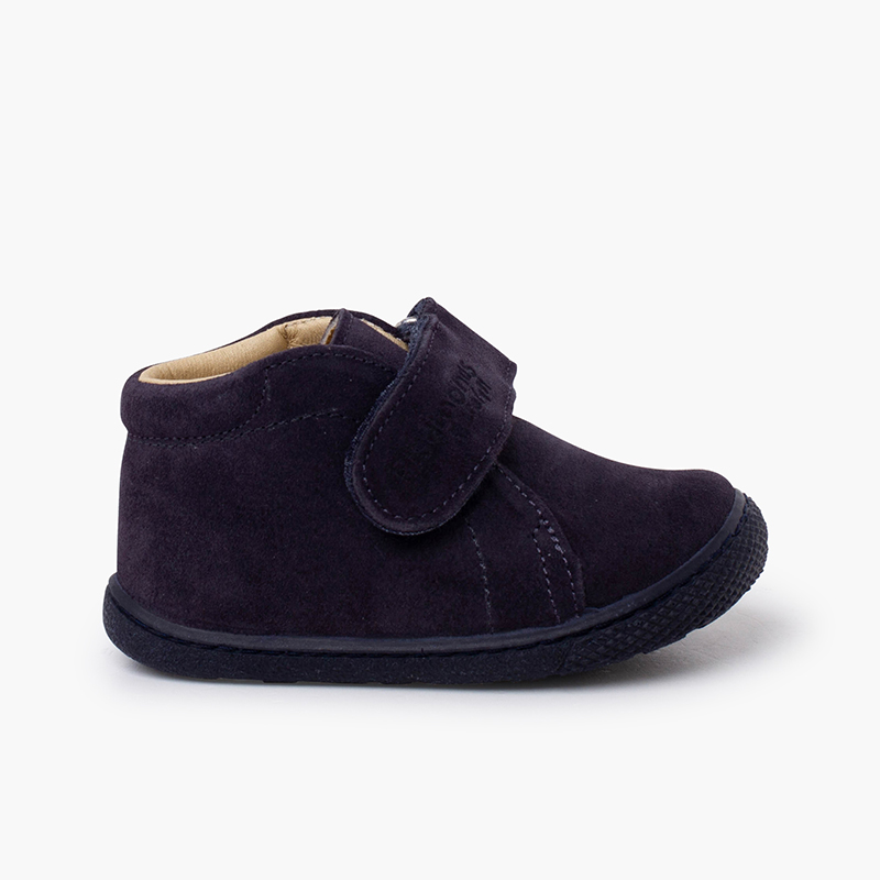 Barfuß-Stiefel aus Veloursleder für Kinder Marineblau