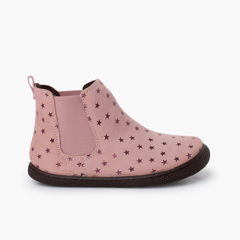 Barfuß-Stiefel mit elastischen Sternen-Motiven Rosa