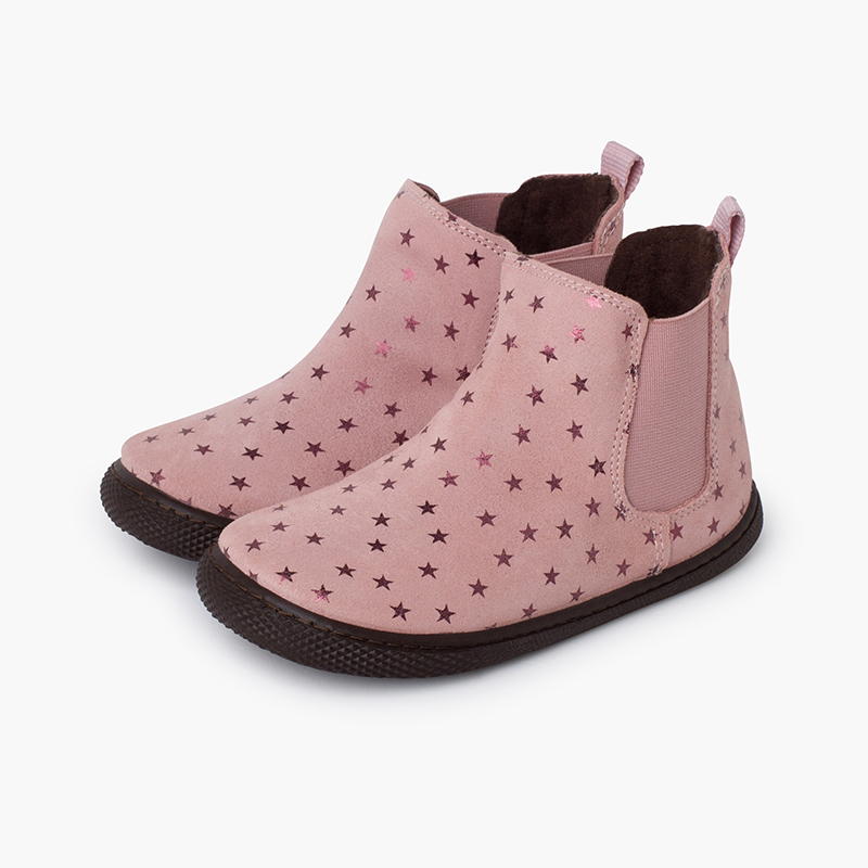 Barfuß-Stiefel mit elastischen Sternen-Motiven Rosa