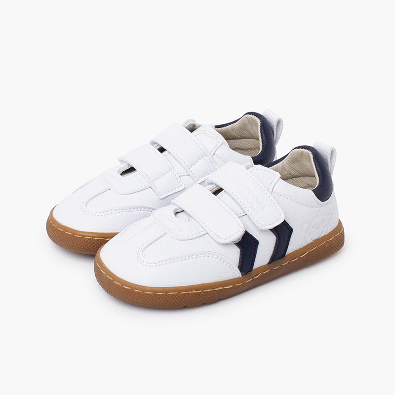 Barfuß-Sneaker für Kinder mit seitlichen Bändern Marineblau