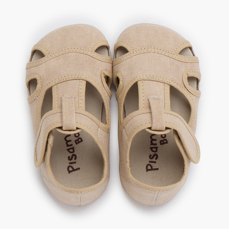 Barefoot-Sandalen aus gewaschener Canvas für Jungen Stein
