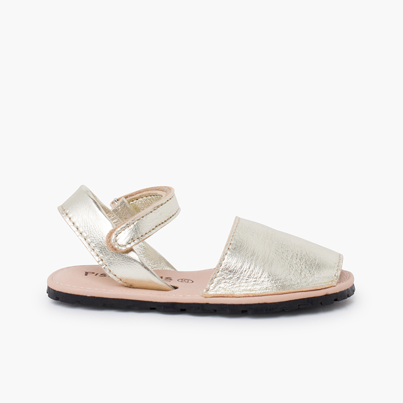 Weiche metallische Avarcas-sandalen flexibler Sohle Gold