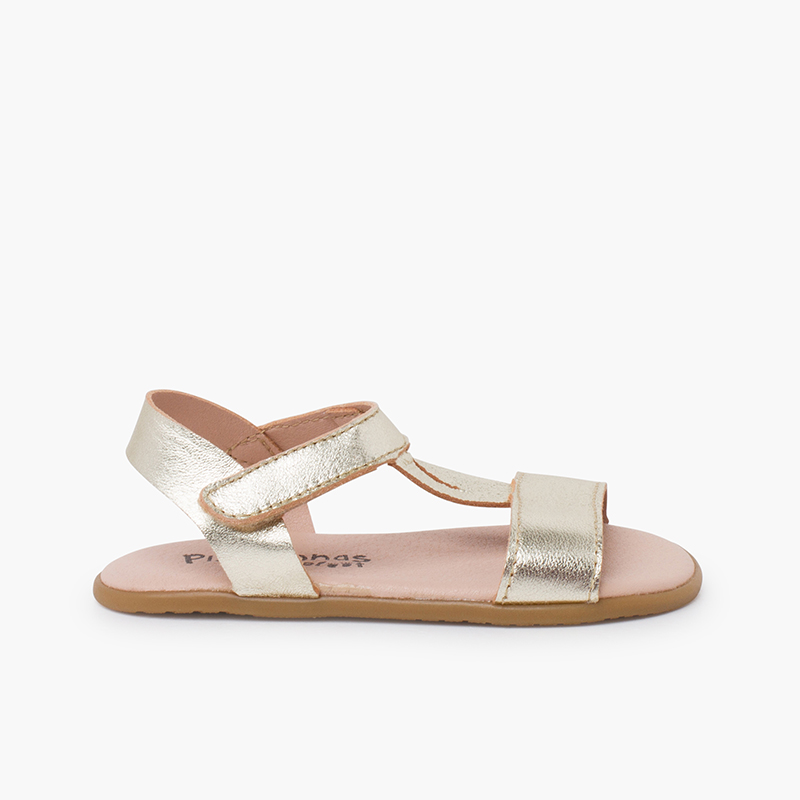 Barefoot-Sandalen metallischen Riemen Gold