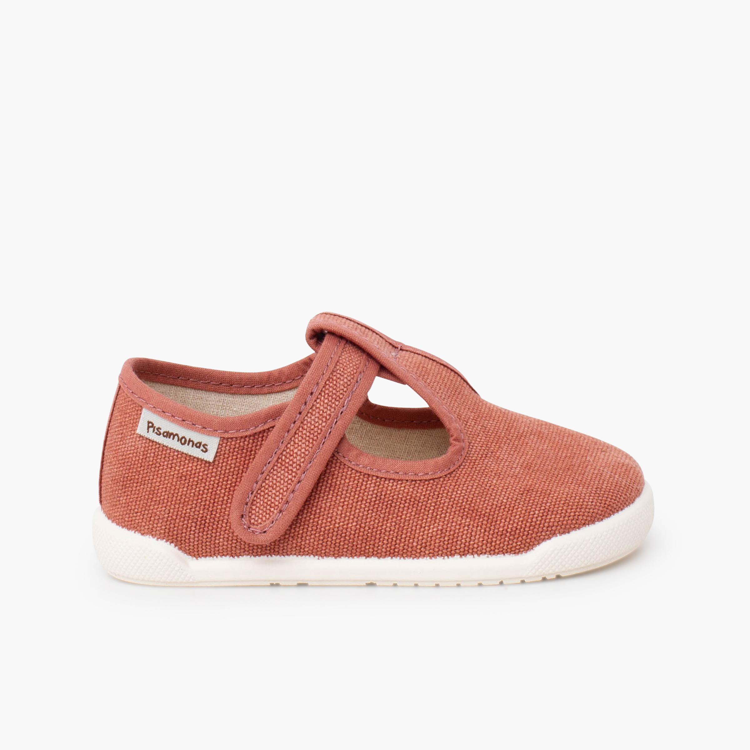 Barefoot-Riemchenschuhe rustikalem Canvas Klettverschluss  Ton