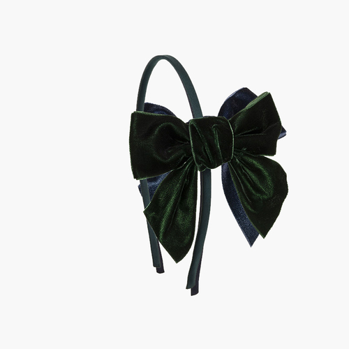 Feine Diadem mit Samtschleife Flaschengrün