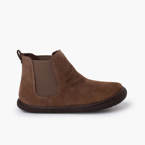 Barfuß-Stiefel aus Veloursleder im Chelsea-Stil Mausgrau