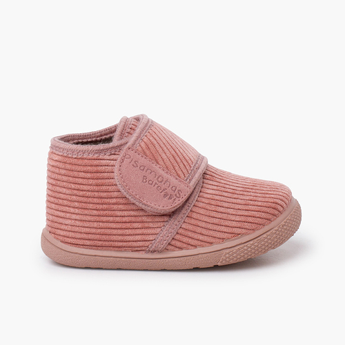 Barfuß-Boots aus Cordstoff mit Klettverschluss Rosa