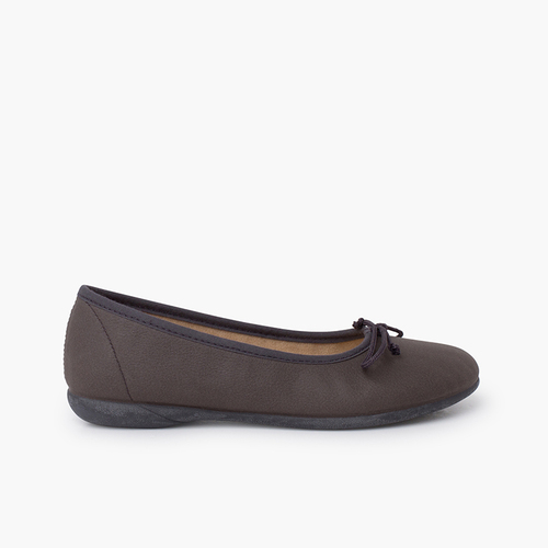 Vegane Ballerinas mit Schleife und flexibler Sohle Grau