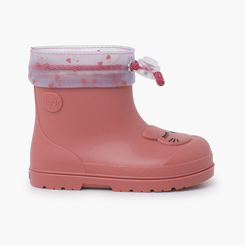 Barfuß-Regenstiefeletten mit verstellbarem Katze Rosa