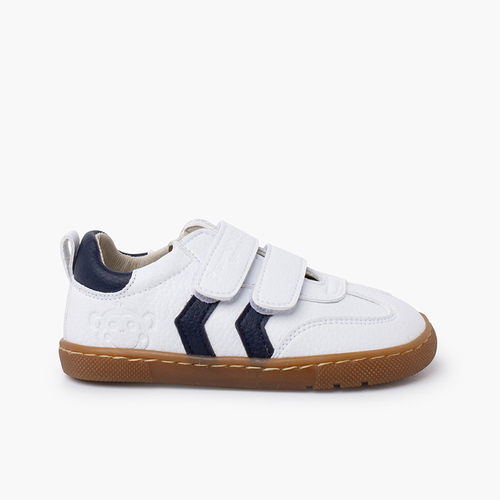 Barfuß-Sneaker für Kinder mit seitlichen Bändern Marineblau