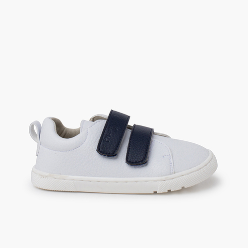 Barfuß-Sneaker mit austauschbaren Klettbändern Weiß und Marine