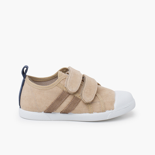 Weiche Sneakers aus kombinierter Öko-Baumwolle Beige