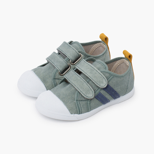Weiche Sneakers aus kombinierter Öko-Baumwolle Eukalyptusgrün